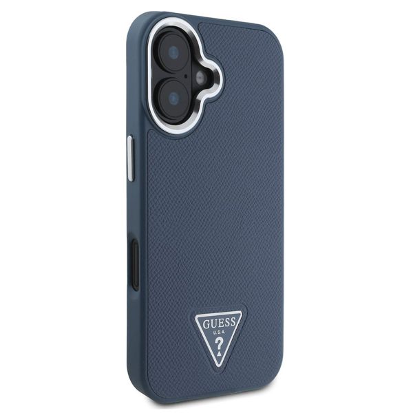 Guess Grained Triangle Case MagSafe für das iPhone 16 - Blue