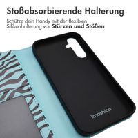 imoshion Design Klapphülle für das Samsung Galaxy A55 - Black Blue Stripes