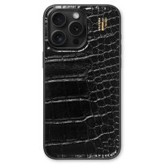 iDeal of Sweden Vegan Leather Back Cover für das iPhone 14 Pro Max - Black Croco