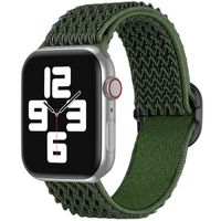 imoshion Elastisches Nylonarmband für das  Apple Watch Series 1 t/m 9 / SE (38/40/41 mm) | Series 10 / 11 (42 mm) - Dunkelgrün