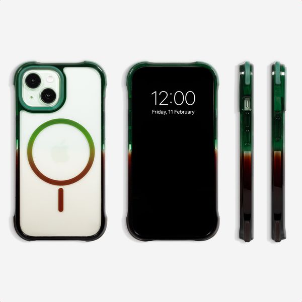 Selencia Gradient MagSafe Back Cover Apple iPhone 15 - Grün / Braun