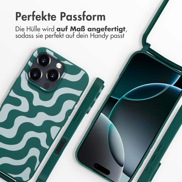 imoshion SilikonHülle design mit Band Apple iPhone 16 Pro Max - Petrol Green Groovy