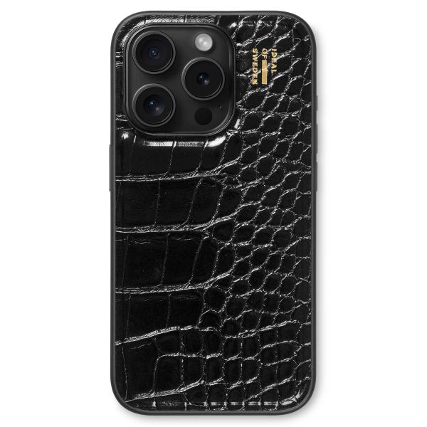 iDeal of Sweden Vegan Leather Back Cover für das iPhone 15 Pro - Black Croco