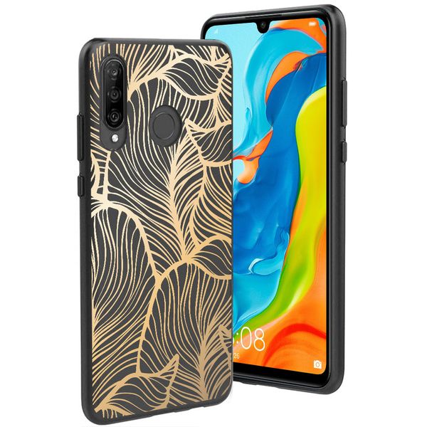 imoshion Design Hülle für das Huawei P30 Lite - Blätter / Schwarz