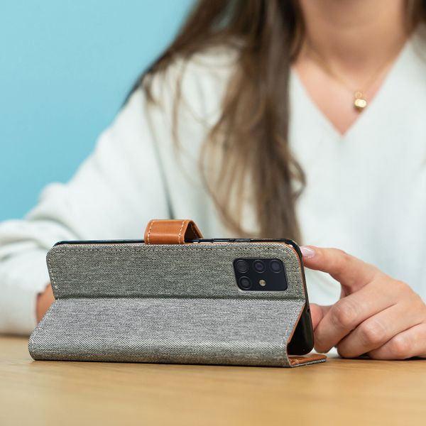 imoshion Luxuriöse Canvas-Klapphülle Samsung Galaxy A21s - Grau