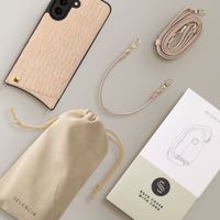 Selencia Nova Croco HandyHülle mit Kordel und Kartenhalter Samsung Galaxy A57 (5G) - Beige