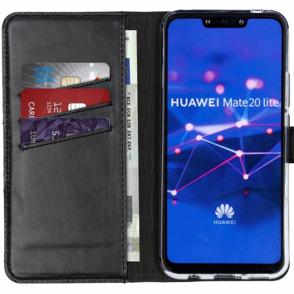 Selencia Echtleder Klapphülle Schwarz für das Huawei Mate 20 Lite