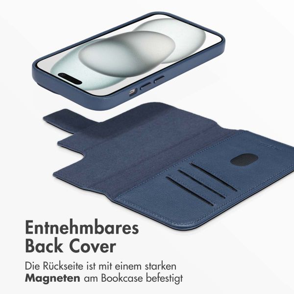 Accezz 2-in-1 Klapphülle aus Leder mit MagSafe für das iPhone 15 - Nightfall Blue