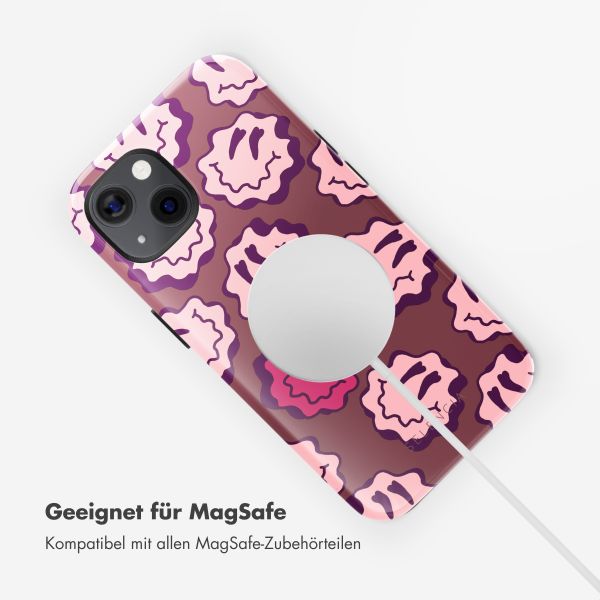 Selencia Vivid Tough Back Cover MagSafe für das iPhone 13 - Wavy Smiley Pink