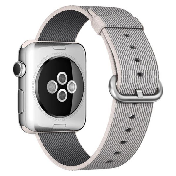Apple Gewebtes Nylonarmband für die Apple Watch Series 1 bis 9 / SE (38/40/41 mm) | Series 10 (42 mm) - Weiße Perle