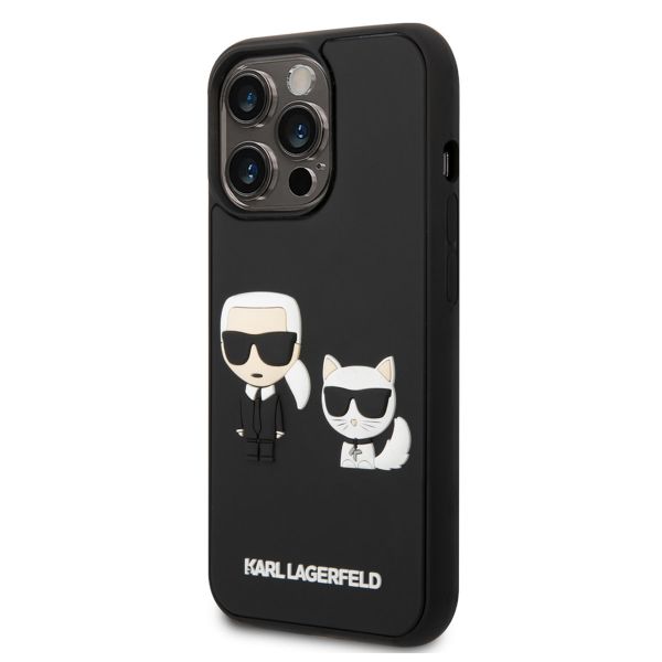 Karl Lagerfeld Karl & Choupette 3D Rubber Hardcase Backcover für das iPhone 14 Pro - Schwarz