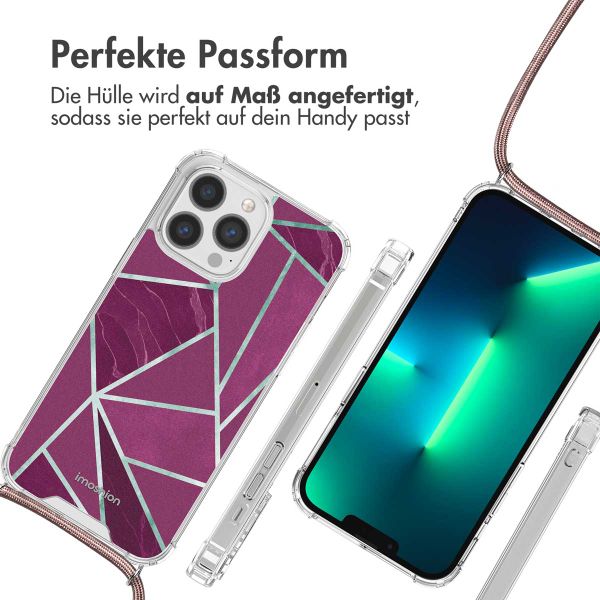 imoshion Design Hülle mit Band für das iPhone 13 Pro - Bordeaux Graphic