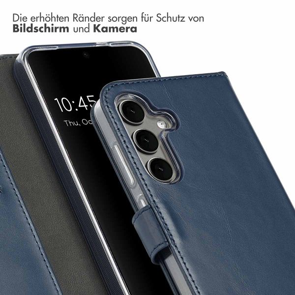 Selencia Echtleder Klapphülle für das Samsung Galaxy S25 Plus - Blau