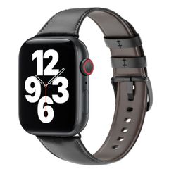 WiWu Vintage „Crazy Horse“-Lederarmband für die Apple Watch Series 1 bis 10 / SE / Ultra (2) (44/45/46/49 mm) - Schwarz