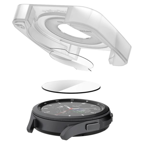 Spigen EZ FIT Glas.tR Displayschutzfolie mit Applikator für die Samsung Galaxy Watch 4 Classic - 42 mm - Transparent