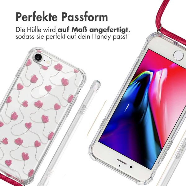 imoshion Design Hülle mit Band Apple iPhone SE (2022 / 2020) / 8 / 7 - Dusty Rose Connected Hearts