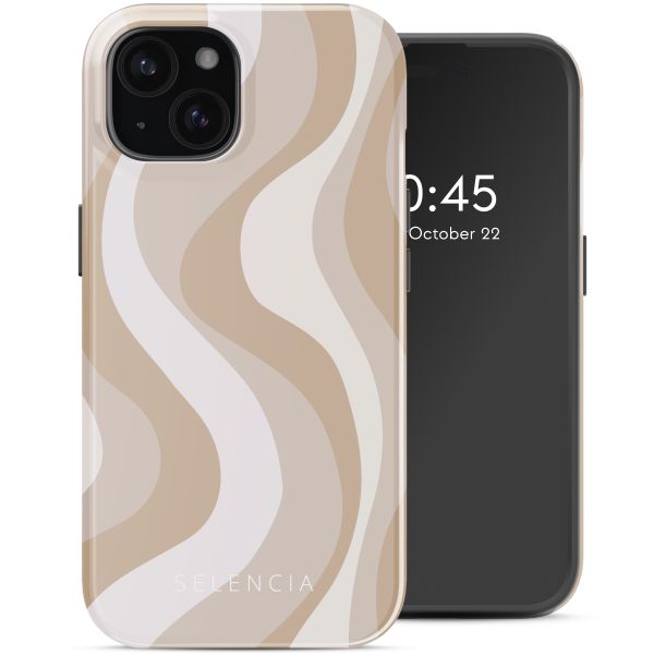 Selencia Vivid Tough Back Cover mit MagSafe für das iPhone 15 - Desert Waves Beige