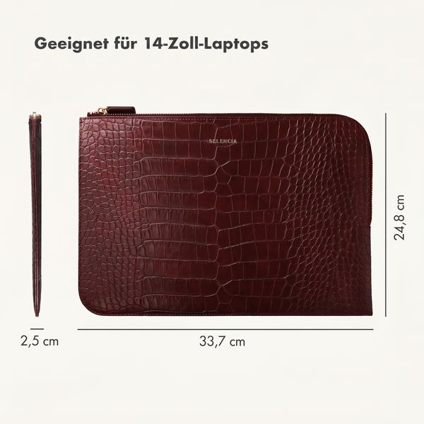 Selencia Croco Laptop Hülle 14 Zoll - Laptop Sleeve - Burgundy