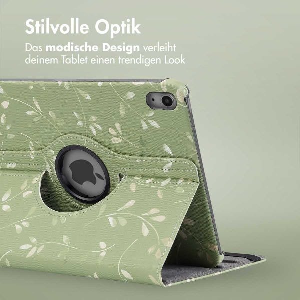 imoshion 360° drehbare Design Klapphülle für das iPad 11 (2025) 11 Zoll / iPad 10 (2022) 10.9 Zoll - Green Flowers