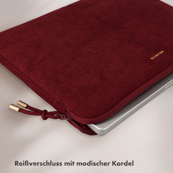 Selencia Cord Laptop Hülle 13-14 Zoll - Laptop Sleeve - Deep Burgundy