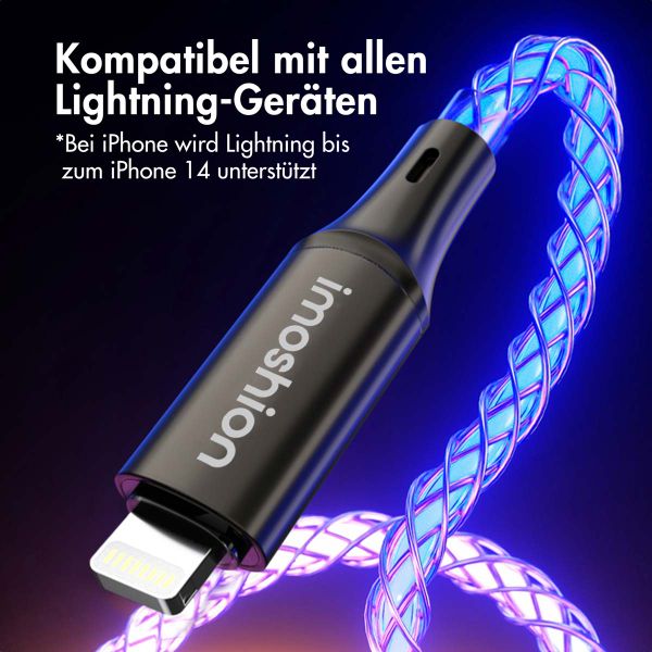 imoshion Leughtendes Schnellladekabel RGB - USB-C zu Lightning Kabel - 2 Meter