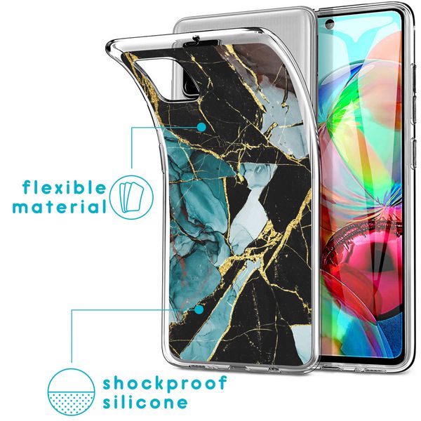 imoshion Design Hülle Samsung Galaxy A71 - Marmor - Blau