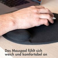 imoshion Ergonomisches Mauspad - Mauspad mit Handgelenkstütze - 30x25 cm - Schwarz