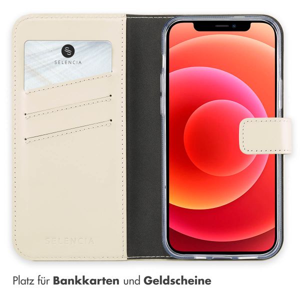 Selencia Echtleder Klapphülle Apple iPhone 12 (Pro) - Greige