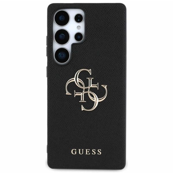 Guess 4G Metal Logo Saffiano Backcover Samsung Galaxy S25 Ultra - Schwarz