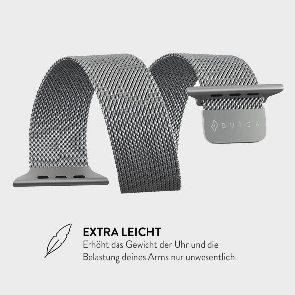 Burga Mailändische armband für das Apple Watch Series 1 bis 10 / SE / Ultra (2) (44/45/46/49 mm) - Silber