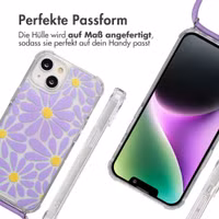 imoshion Design Hülle mit Band Apple iPhone 14 - Tropical Violet Flowers Connect
