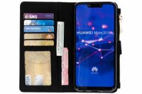 Luxuriöse Portemonnaie-Klapphülle Schwarz Huawei Mate 20 Lite