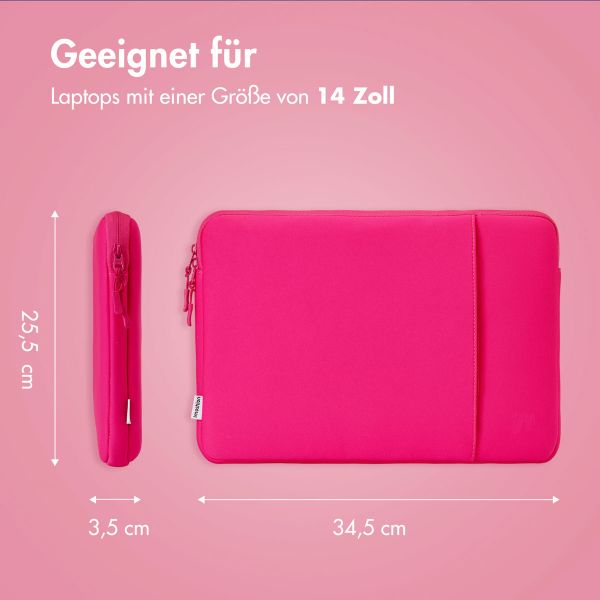 imoshion Laptop Hülle 14 Zoll - Laptop Sleeve mit Fach - Hot Pink