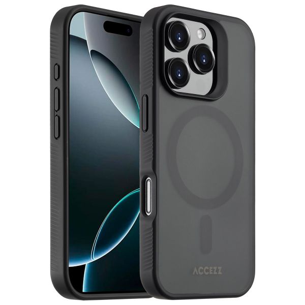 Accezz Rugged Frosted Back Cover mit MagSafe für das iPhone 16 Pro - Schwarz