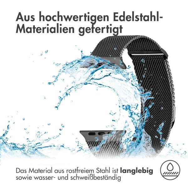 imoshion Mailändische Magnetarmband für die Apple Watch Series 1 bis 9 / SE (38/40/41 mm) | Series 10 (42 mm) - Größe S - Schwarz