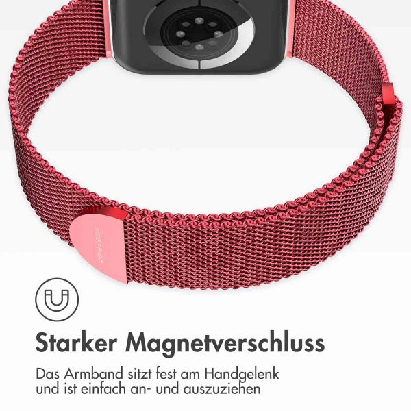 imoshion Magnetisches Milanaise Armband für das  Apple Watch Series 1 - 9 / SE (38/40/41 mm) | Series 10 / 11 (42 mm) - Größe S - Rot