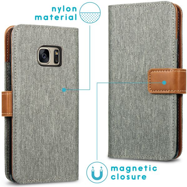 imoshion Luxuriöse Canvas-Klapphülle Samsung Galaxy S7 - Grau