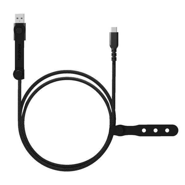 Fairphone LongLife USB-C-zu-USB-C/USB-A Ladekabel - 240W - 2.5 Meter - Schwarz