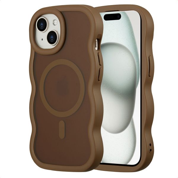 Selencia Wavy Backcover mit MagSafe Apple iPhone 15 - Mocha Brown
