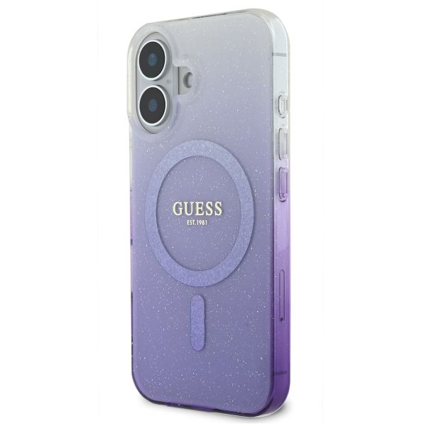 Guess MagSafe IML Glitter Gradient Case für das iPhone 16 - Purple