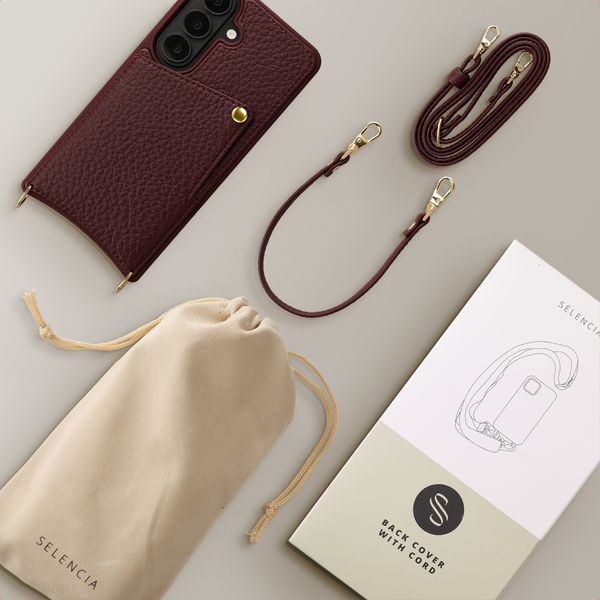Selencia Nova HandyHülle mit Kordel und Kartenhalter Samsung Galaxy S26 - Bold Burgundy