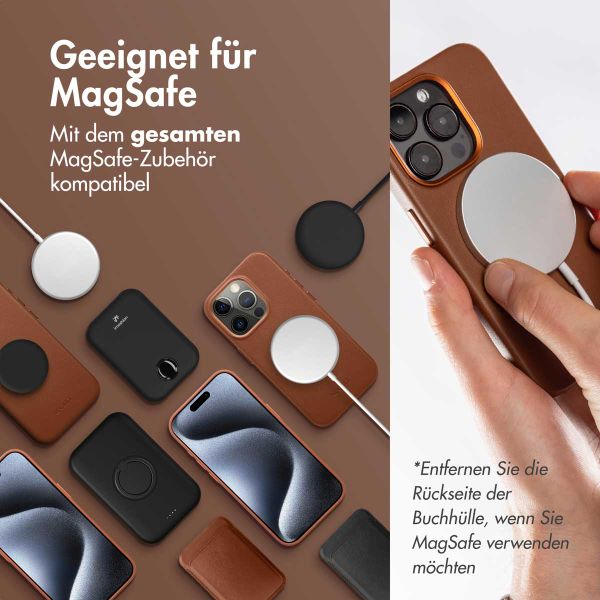Accezz 2-in-1 Klapphülle aus Leder mit MagSafe für das Apple iPhone 16 Pro - Sienna Brown