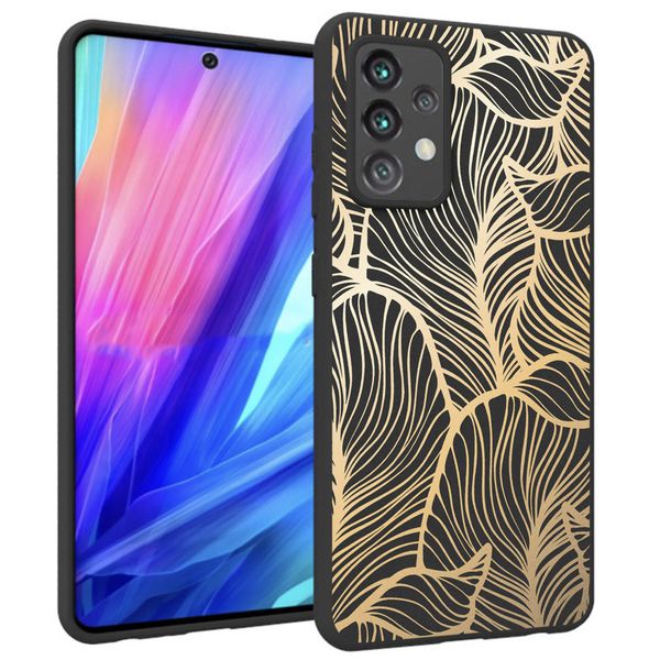 imoshion Design Hülle für das Samsung Galaxy A52(s) (5G/4G) - Blätter / Schwarz