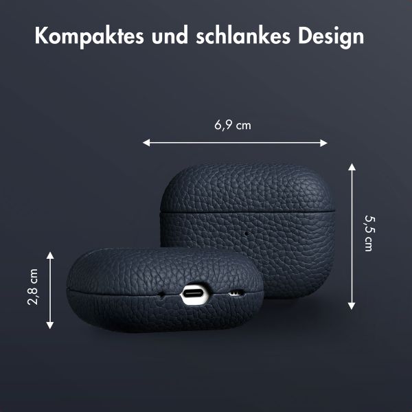 Accezz Echtes Leder Case Apple AirPods Pro 2 - Dunkelblau