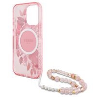 Guess MagSafe IML Flowers Case mit Beads Strap Apple iPhone 15 Pro Max - Pink