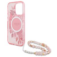 Guess MagSafe IML Flowers Case mit Beads Strap für das iPhone 15 Pro Max - Pink