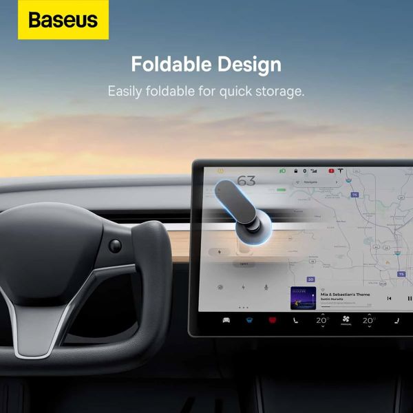 Baseus T-Space Series Magnetische Handyhalterung Auto – Armaturenbrett und Mittelkonsole – MagSafe – Frost Silver