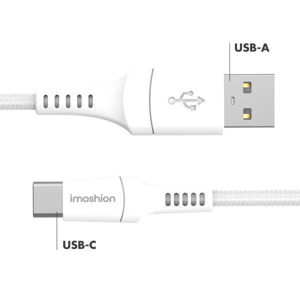 imoshion Braided USB-C-zu-USB-A Kabel - 1 Meter - Weiß