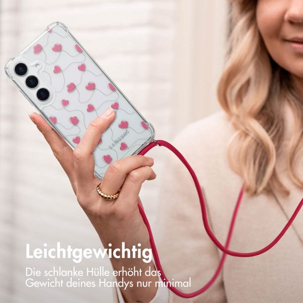 imoshion Design Hülle mit Band Samsung Galaxy S25 - Dusty Rose Connected Hearts