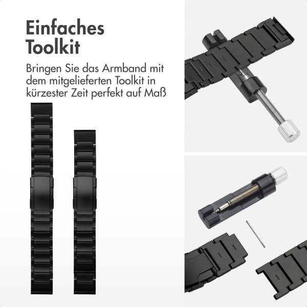 Accezz Mattes Titanstahlarmband -   Garmin 22 mm Anschluss - Schwarz